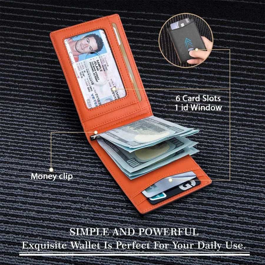 Synthetic Leather Slim Smart Wallet for Men Credit Card Holder Money