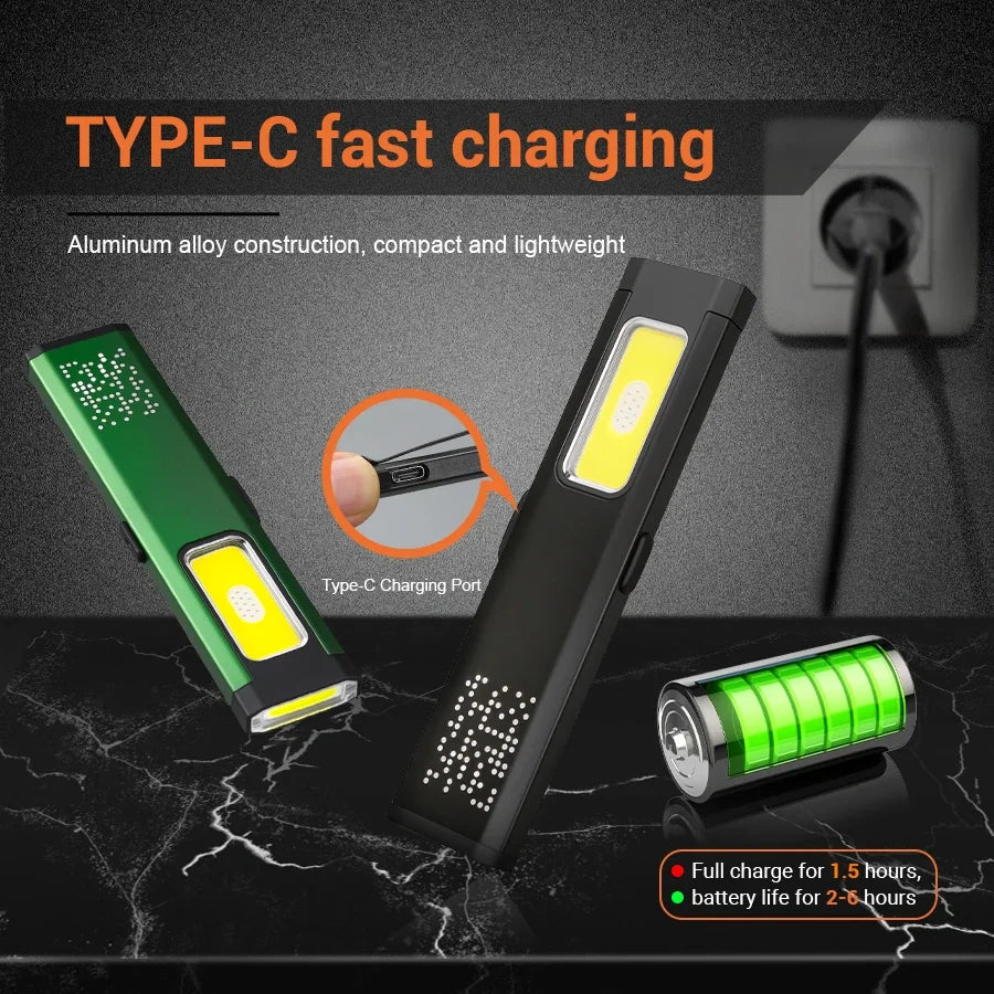 Mini Portable Rechargeable LED Torch Light, Waterproof Outdoor Work
