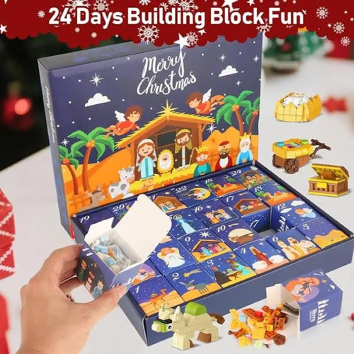 DIY Christmas Advent Calendar Gift Box Nativity Jesus Bricks Toys