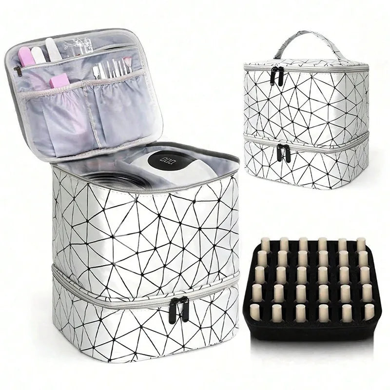Double Layer Cosmetic Bag, Large Capacity Portable Travel Toiletry
