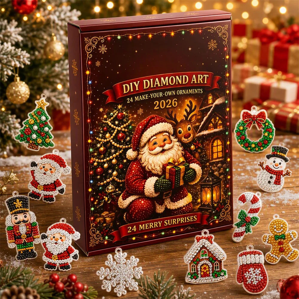 Christmas Advent Calendar DIY Diamond Art Kit, 24 Days Countdown