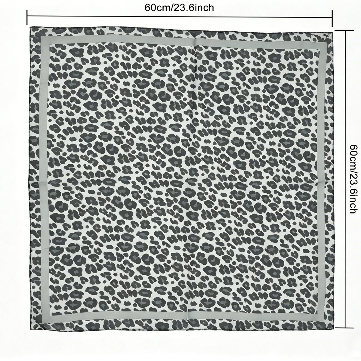 Leopard Print Magnetic Buckle Scarf, 60cm Square Thin Chiffon Neck