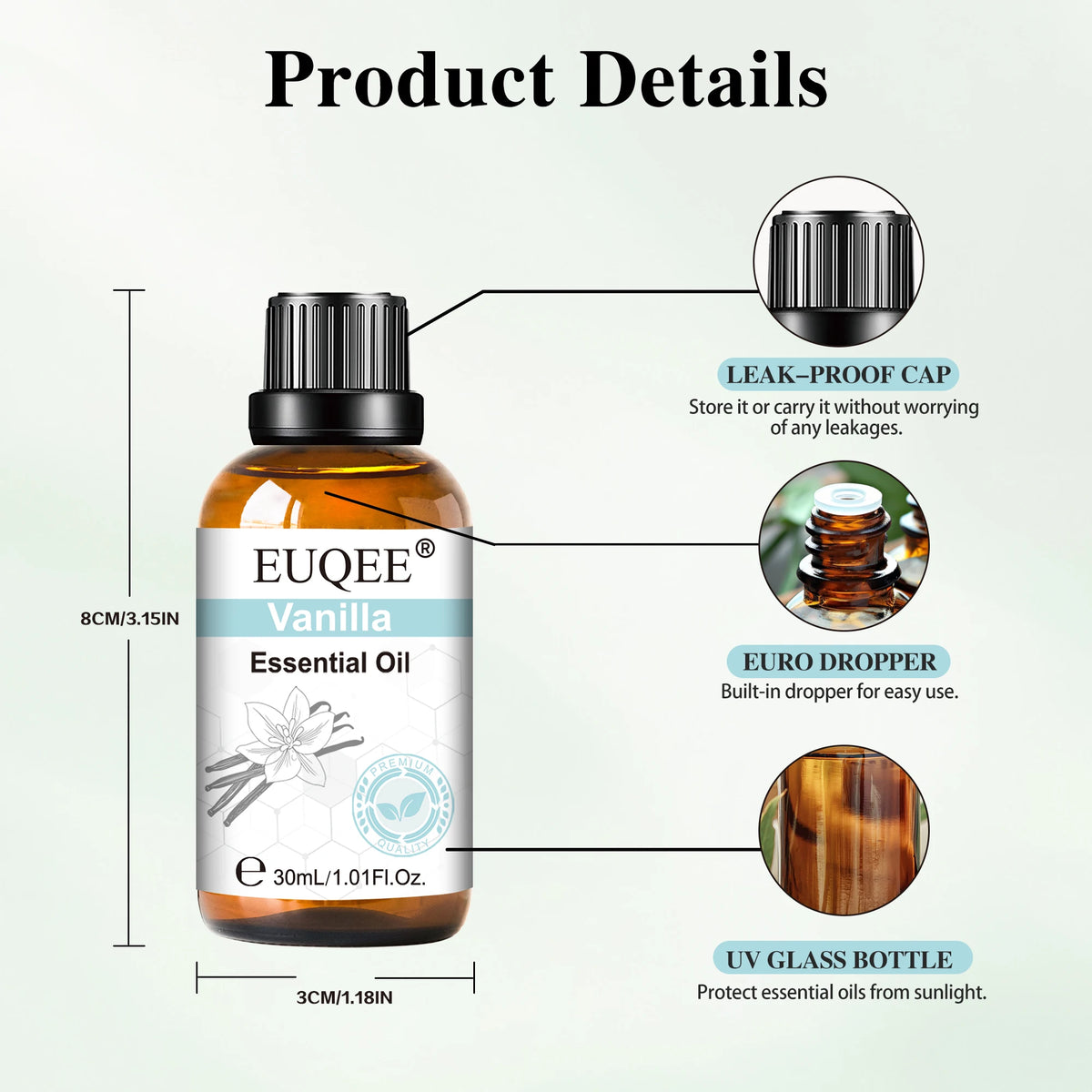 30ML Pure Essential Oil Vanilla Lavender Mint Rose for Aromatherapy