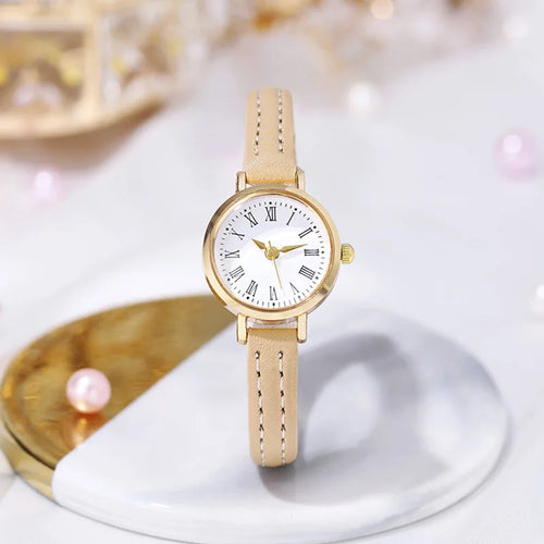 Women Watches Fashion Small Roma Dial Ladies Leather Band Quartz Watch