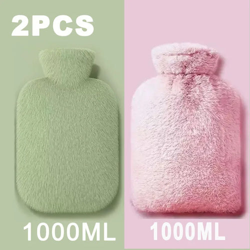 1/2PCS1000ML Soft Hand Warmer Hot Water Bag Bottles Removable Washable
