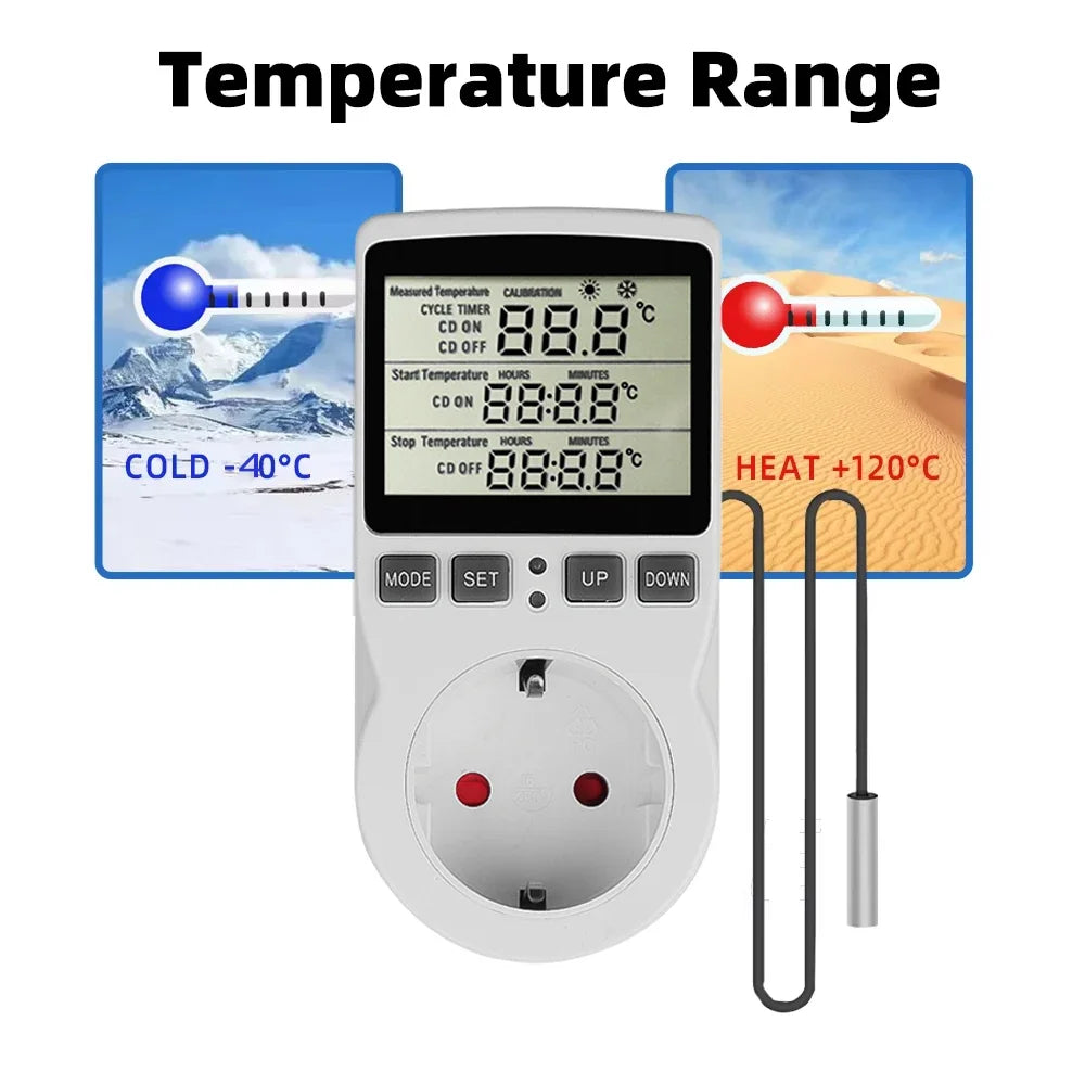EU FR Plug Socket Thermostat Digital Temperature Controller Socket