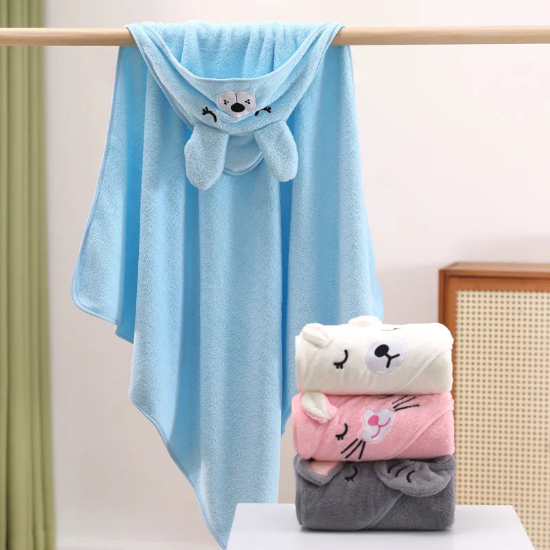 Cartoon Baby Bath Towels Soft Newborn Hooded Towel Blanket Cute
