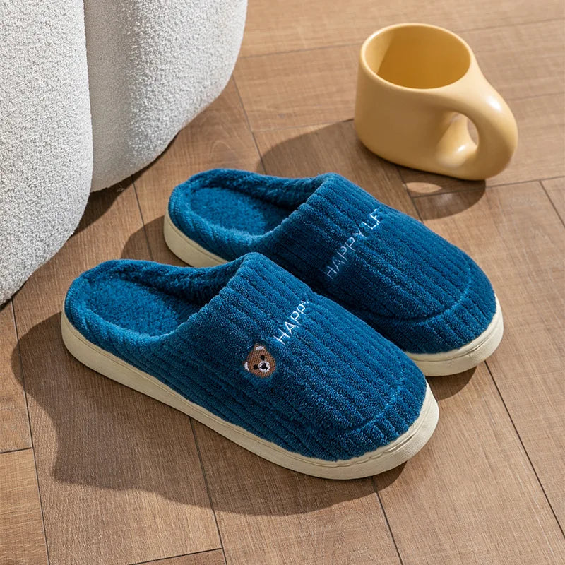 Winter Plush Slippers for Women & Men - Thick Sole Couple House Shoes