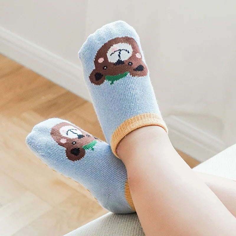6 Pairs Kids Cotton Socks Cute Cartoon Animal Pattern Comfy Breathable