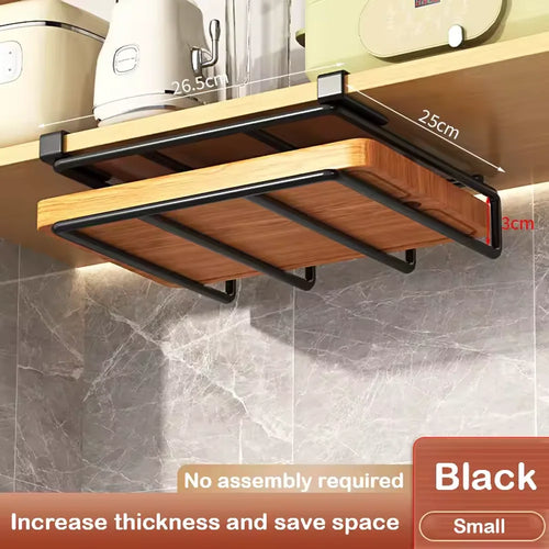 Kitchen Hanging Organizer Rack with Hooks Under Cupboard Paper Towel