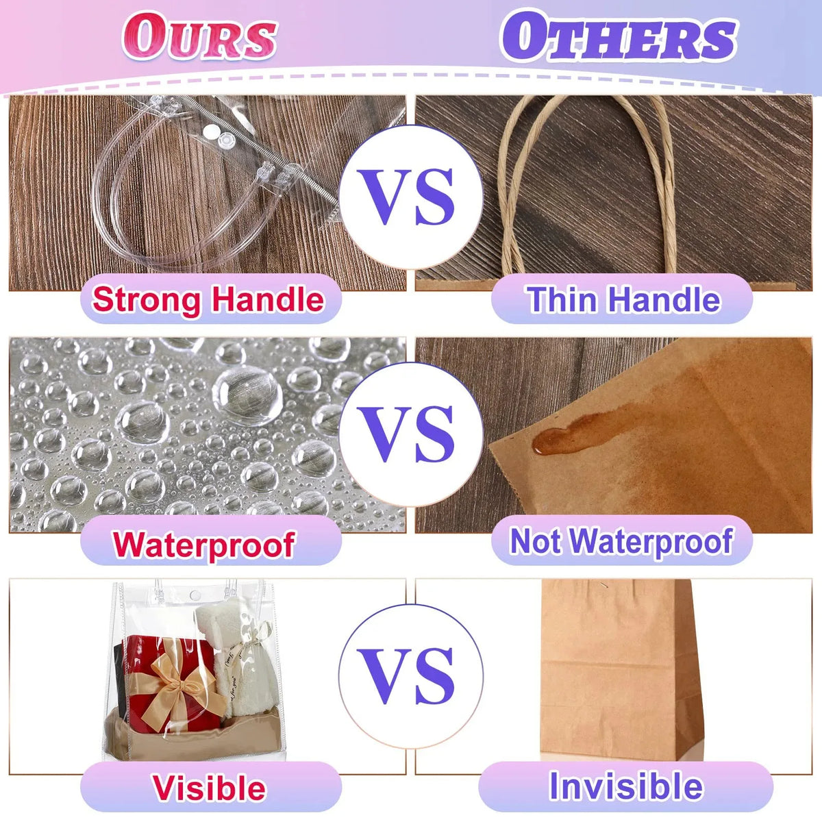 Clear Plastic Gift Bags with Handle Transparent Gift Bag