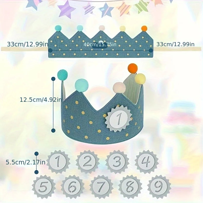 Fabric Birthday Crown Hat, Perfect for Parties