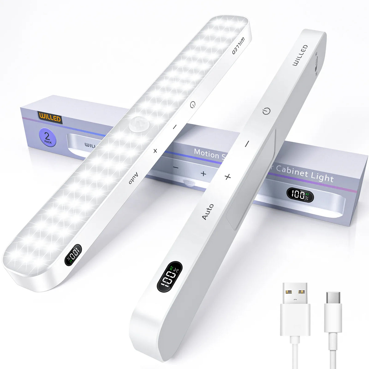 WILLED Motion Sensor Cabinet Light Battery Display 60 LED Touch Light