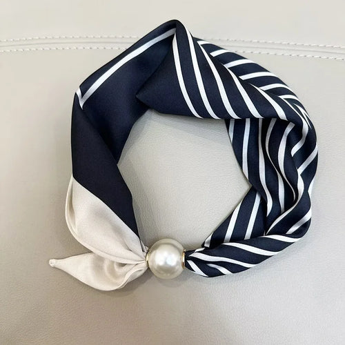 Elegant Pearl Tail Magnetic Clasp Scarf Summer New Versatile
