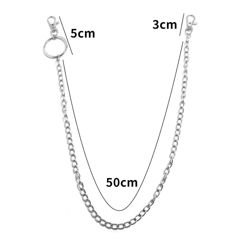 Metal Belt Chain HipHop Rock Punk Hook Trousers Pant Waist Link Metal