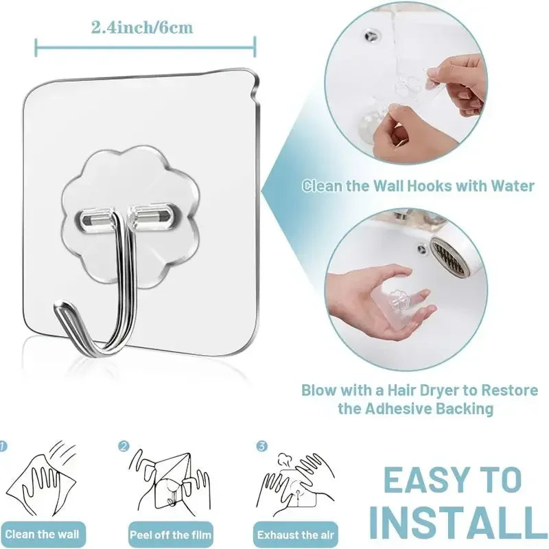 Transparent Strong Self-Adhesive Wall Hook Coat Key Rack Holder