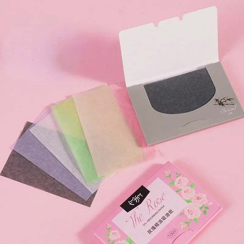 100pcs/set Portable Facial Oil Blotting Paper Matte Face Wipes Oil
