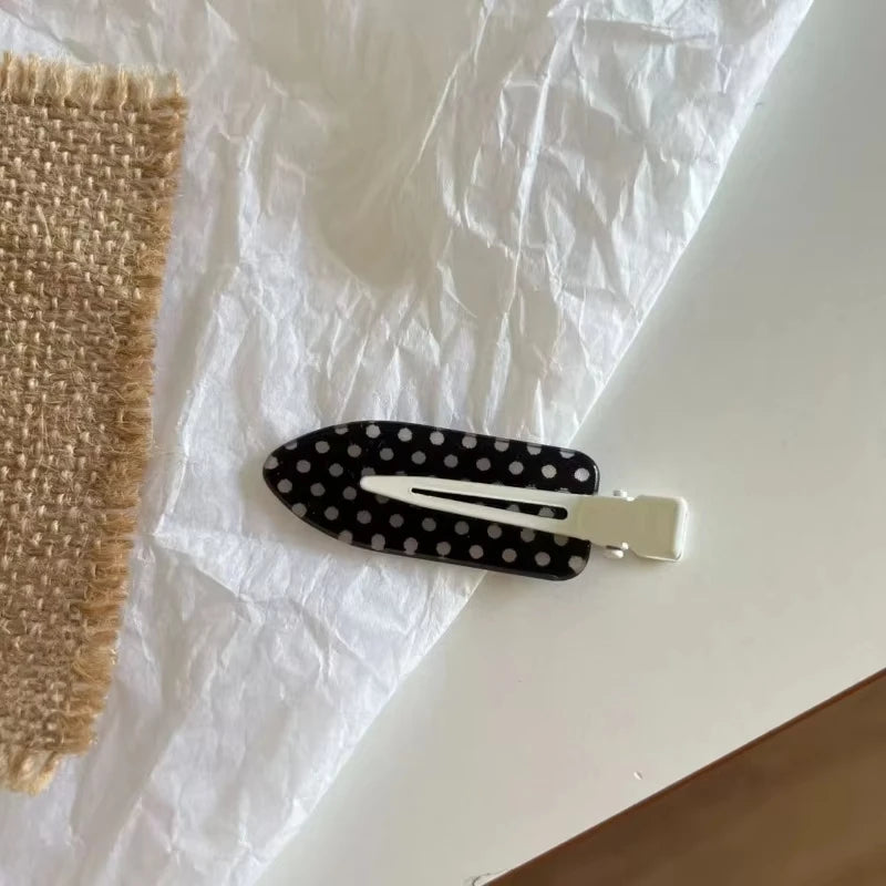 Black White Polka Dot Acrylic Hair Clips Minimalist Secure Hold