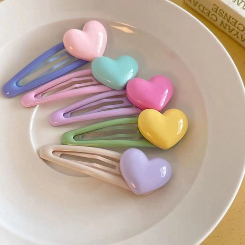 Cartoon Heart Hair Clips Non-Slip Heart Decor Resin Hair