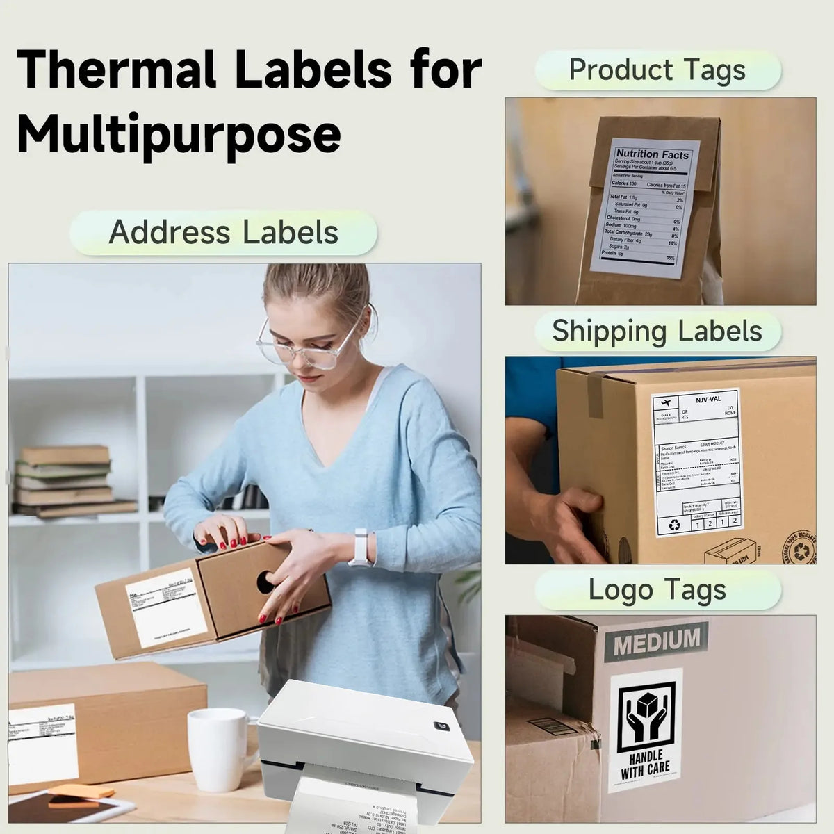 4x6 Inch Direct Thermal Labels 500 Labels Per Stacked Strong Adhesive