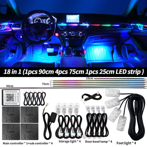 Universal LED Car Ambient Light RGB 64 213 Color Acrylic Strips