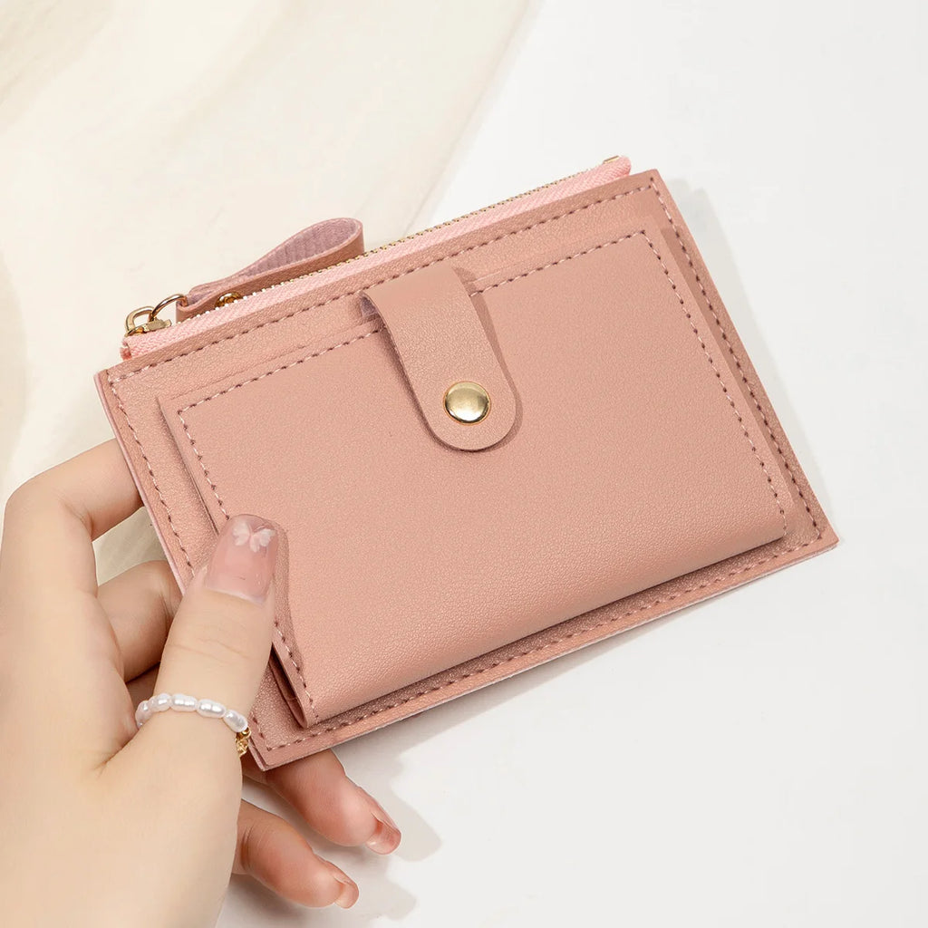 Minimalist and Fashionable Women's Short Card Bag Ultra-Thin Mini PU