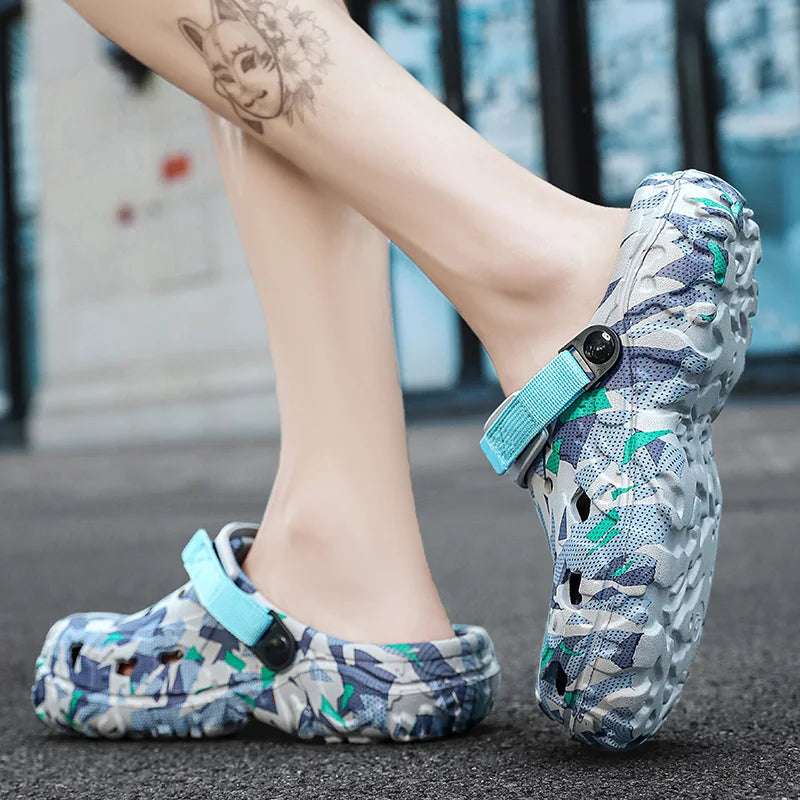 Men's Clogs Slippers Sandal Male Garden Shoes Flat Camouflage