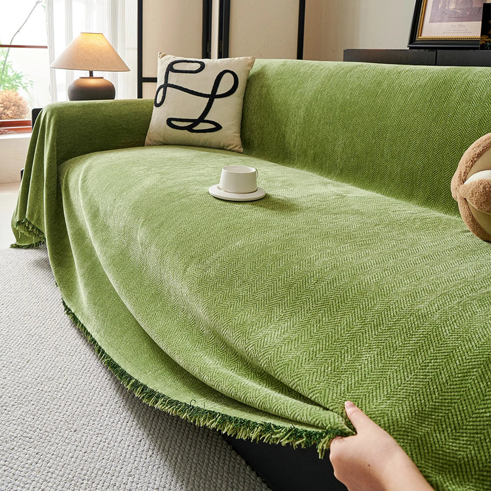 Couch Cover Luxurious Chenille Sofa Covers with Elegant Fringe