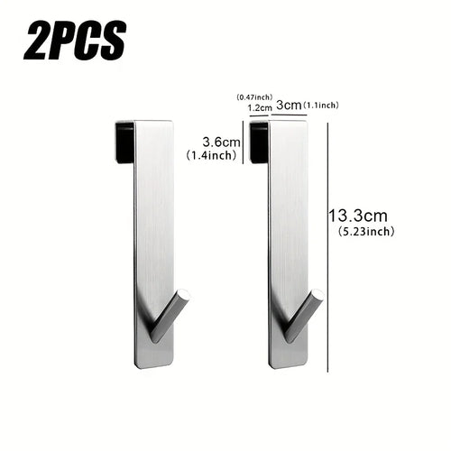 2pcs Bathrobe Hanger Shower Room Glass Over Door Hanging Hooks
