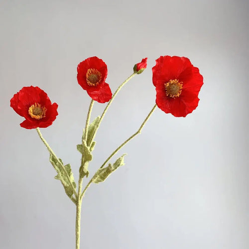 Artificial Flowers Fake Poppy Silk Flowers Long Stem Housewarming