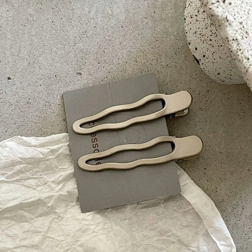 2pcs Silver Color Metal Silver Wave Line Hairclip With Geometric