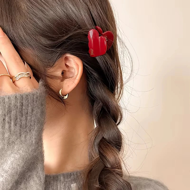 3.5cm Small Hair Claw Acetate Hair Crabs Cute Heart Shaped Hairclips