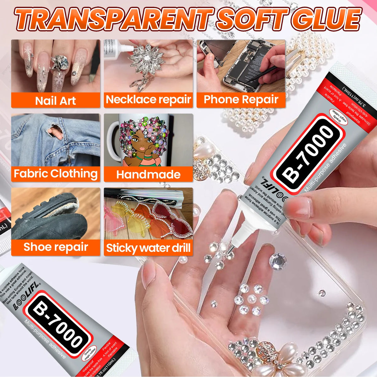 1-10Pcs Loolifl B-7000 Super Glue Safety Materials Epoxy Resin Repair