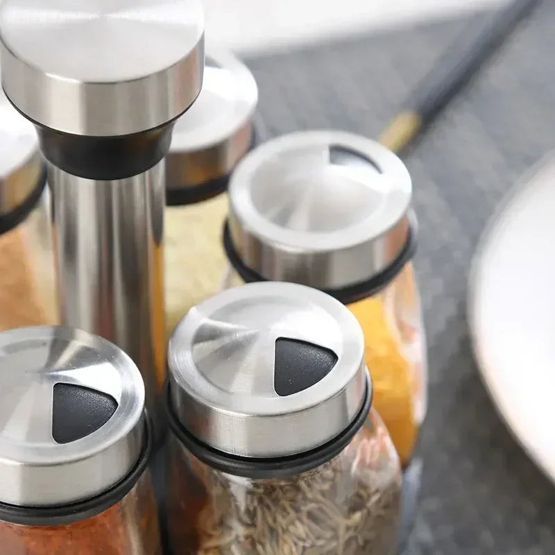 NEW Single Bottle Glass Jar and Spice Jar Set Rack Glass Seasoning