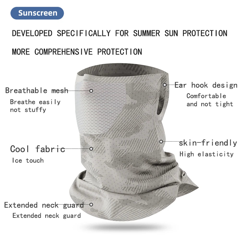 Sunscreen Face Mask Breathable Mesh Neck Gaiter Mask Scarf Ice Silk