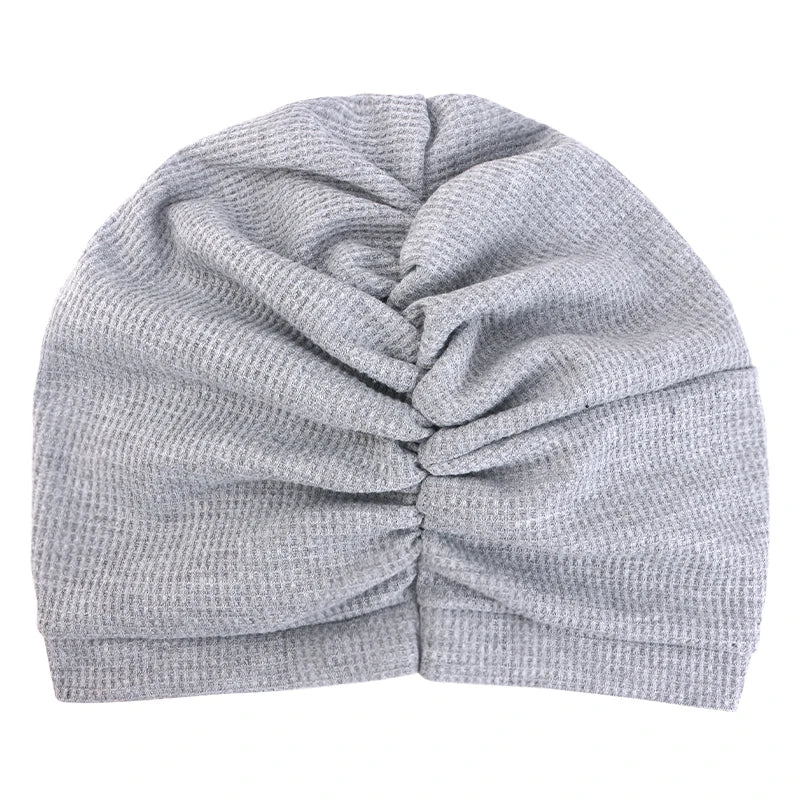 Women's headscarf hat breathable cotton thick waffle square headscarf
