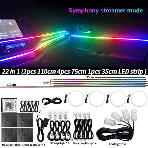 Universal LED Car Ambient Light RGB 64 213 Color Acrylic Strips