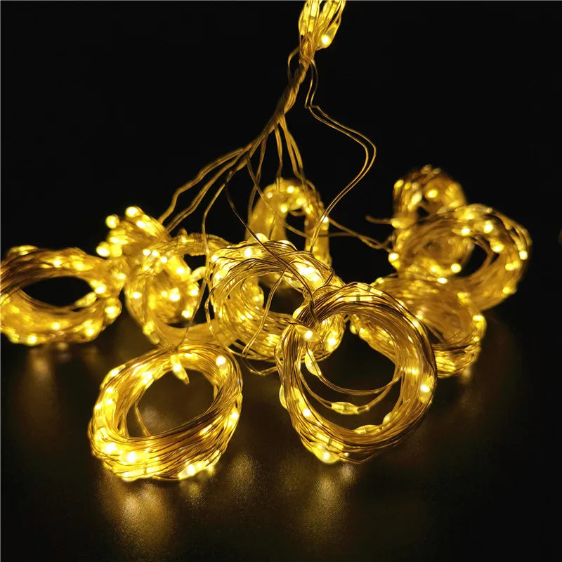 Christmas Lights LED Fairy String Curtain Lights 8 Mode Remote USB