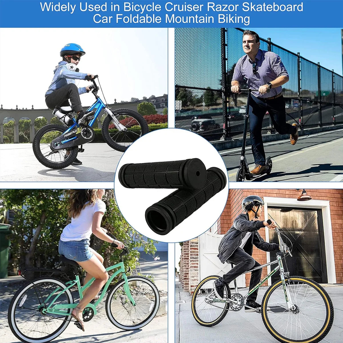 Bicycle Handlebar Gloves Soft Rubber Black Anti Slip Durable