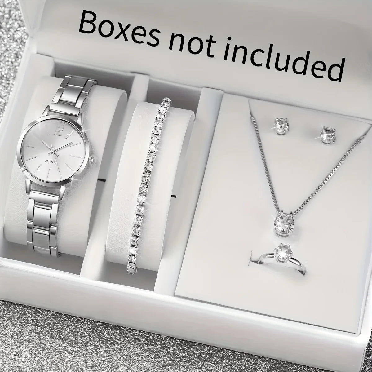 6PCS/Set Fashion Women's Quartz Watch Stainless Steel Band Wrist