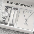 6PCS/Set Fashion Women's Quartz Watch Stainless Steel Band Wrist