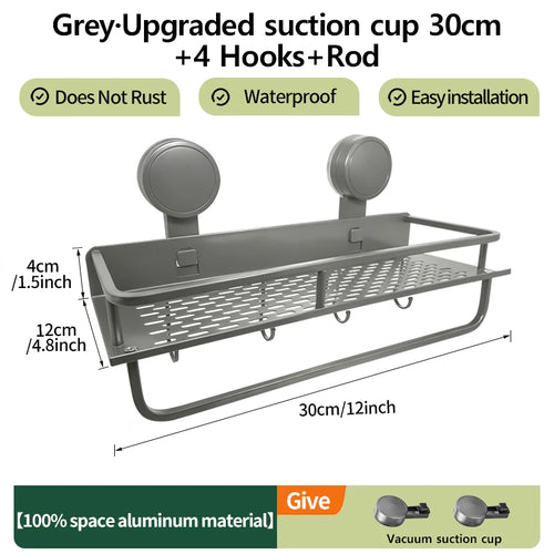 Multifunctional Suction Cup Rack Kitchen Utensils Storage Wall Mounted