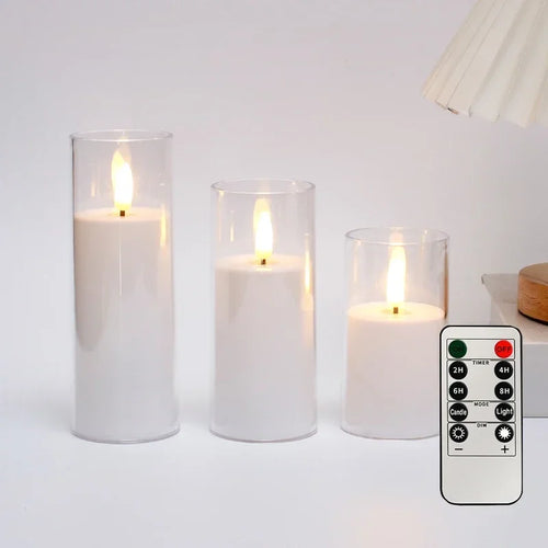 LED Electronic Candles Light Flameless Remote Timer Flickering Lamp