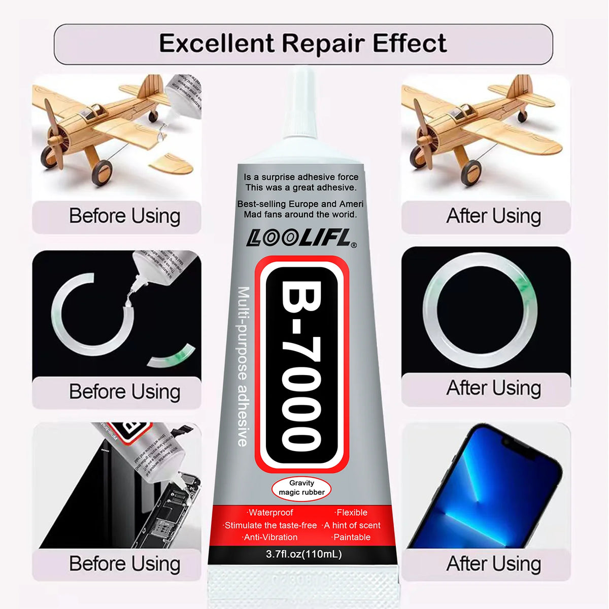 1-10Pcs Loolifl B-7000 Super Glue Safety Materials Epoxy Resin Repair