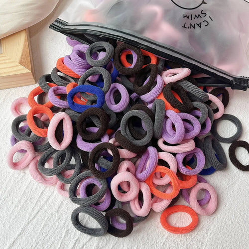 50PCS/Set Women Girls Basic Hair Bands  Simple Solid Colors Elastic