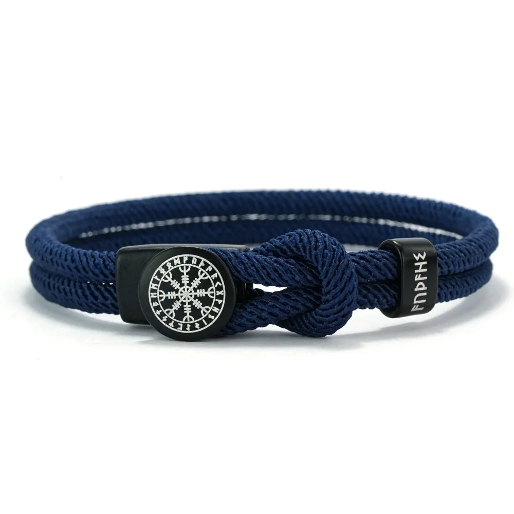 Viking Rune Amulet Rope Bracelet for Men Women Handmade Braided