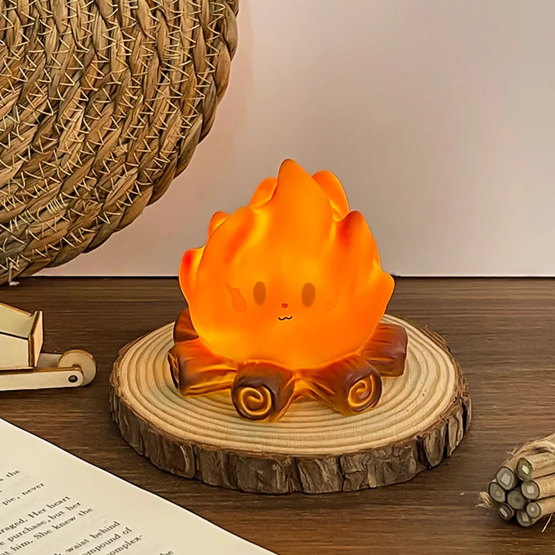 Mini Cute Cartoon Campfire Silicone Night Light, Creativity LED Flame
