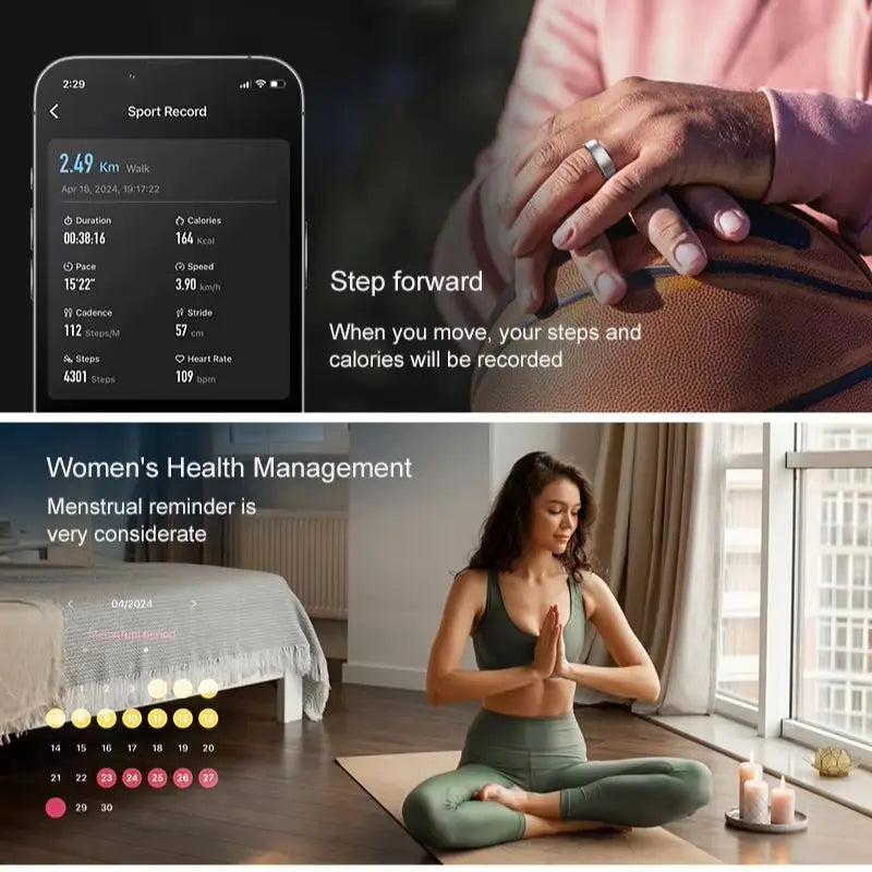 Uhoofit R10 Smart Ring with Charging Dock Men Women Health Sleep Heart