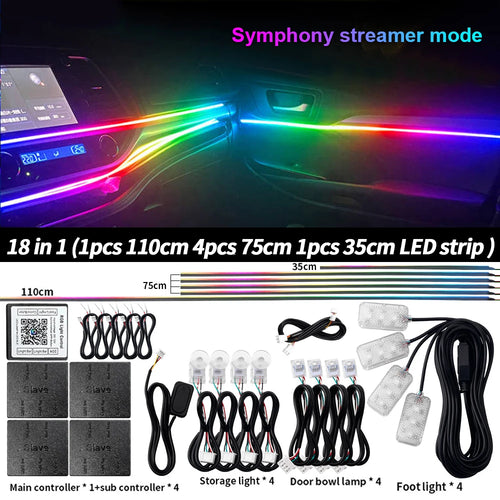 Universal LED Car Ambient Light RGB 64 213 Color Acrylic Strips