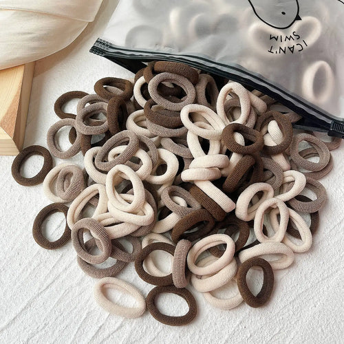 50PCS/Set Women Girls Basic Hair Bands  Simple Solid Colors Elastic